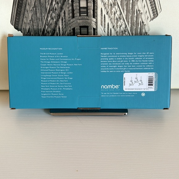 ❌SOLD❌NIB Authentic Nambe Holiday Ornament Set Reindeers - Picture 2 of 4